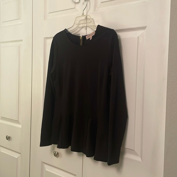 PHILOSOPHY Republic Clothing Black Dressy Top with Back Zipper & Flare Waist - Picture 1 of 11